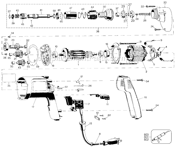 Page A Diagram and Parts List for 2050 Type 103 Black and Decker Electric Drill